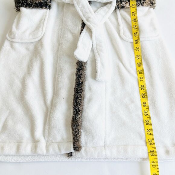 Pottery Barn Faux Fur Ombre Robe Soft Plush Hooded - Picture 9 of 10